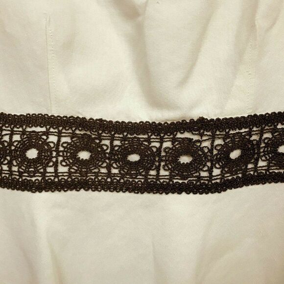 Ann Taylor Loft Linen Sleeveless Top Sz XS Empire Brown Crochet Lace Detail - Picture 2 of 6